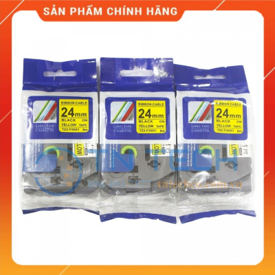 Nhãn In Tz2-FX651 - Đen nền vàng 24mm x 8m - Dùng cho máy in BROTHER - AIMO - PUTY [Hàng Nhập Khẩu]