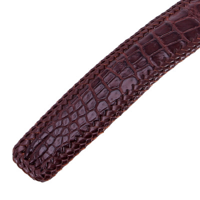 HP4276-77-78-79 - Thắt lưng nam da cá sấu Huy Hoàng đan viền 3,5P đầu kim màu đen, nâu đất, nâu đỏ, vàng