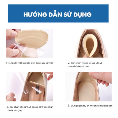 COMBO 2 Cặp lót giày chống tuột gót, chống trầy gót cực êm chân 1 CẶP KEM + 1 CẶP ĐEN