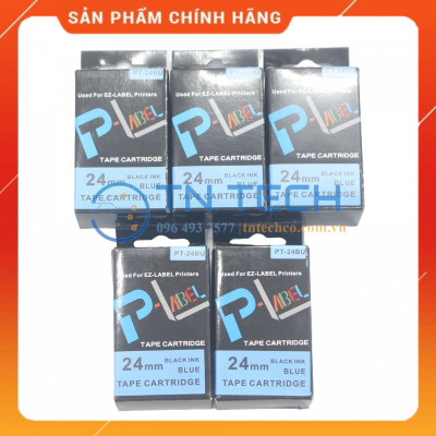 Nhãn in CASIO PT-24BU - Chữ đen nền xanh dương 24MM x 8M - Dùng cho máy in nhãn CASIO [Hàng nhập khẩu]