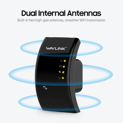 Bộ mở rộng phạm vi WiFi Bộ khuếch đại tín hiệu WiFi Tích hợp Anten kép AP & Bộ định tuyến Chế độ kép - Đầu cắm màu đen - Hoa Kỳ