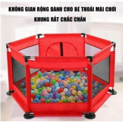 Quây bóng lục giác khung inox vải dù cho bé tặng kèm 5 quả bóng cho bé
