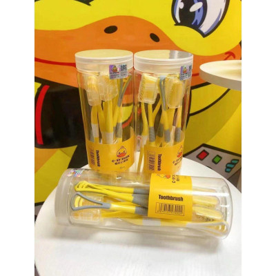 Hộp 8 Bàn Chải Đánh Răng Hình Vịt Vàng Có Đầu Cạo Lưỡi