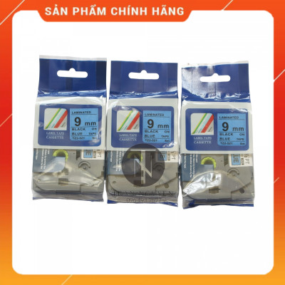 [Combo 5 hộp] Nhãn In đa lớp Tz2-521 - Đen nền Dương 9mm x 8m - Hàng nhập khẩu