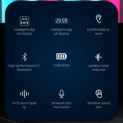 CINCATDY Tai Nghe Bluetooth Earbuds Gaming Headset True Wireless Headphone Dock Sạc có Led Báo Pin Kép S6 PLUS