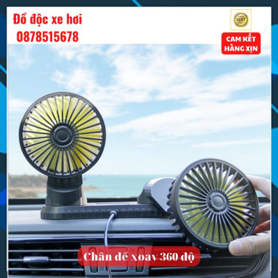 Quạt đôi mini công suất lớn dùng xe 12v, 24v xoay 360 tiện ích trên ô tô, xe hơi - hàng cao cấp