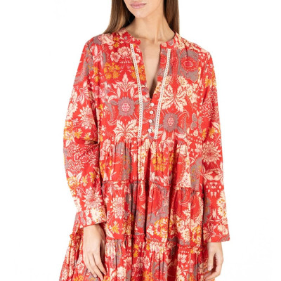 Đầm Boho Đỏ Cotton Isla Bonita