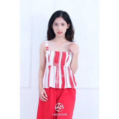 Áo dây mặc nhà LMcation Clara - Sọc Nơ Đỏ