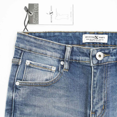 Quần Jeans Nam Cao Cấp HUNETR X-RAYS Form Slimfit Thun Màu Xanh Căn Bản D34