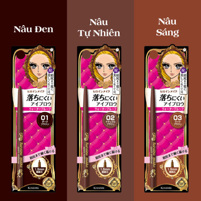 Bút Chì Sáp Kẻ Lông Mày Không Lem Trôi Lõi Siêu Mịn Kissme Heroine Make Quick Eyeliner (3 Màu)