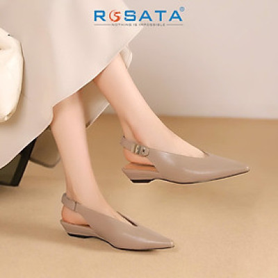Giày nữ quai sau da lì ROSATA RO683 - 3p - Đen, Nude - HÀNG VIỆT NAM - BKSTORE