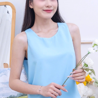 BST Siêu tiết kiệm - Áo kiểu LMcation Laura (2 lớp 2 màu) - Xanh dương nhạt và đậm