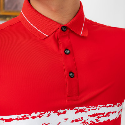 Áo Polo đỏ phối kẻ ngang Aligro ALGPLO71