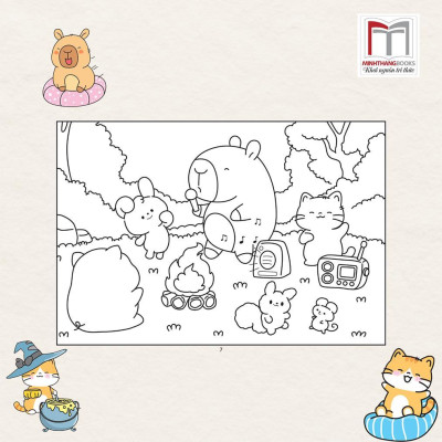 Sách Tô Màu - Bốn Mùa Của Capybara Và Mèo Cam - Minh Thắng