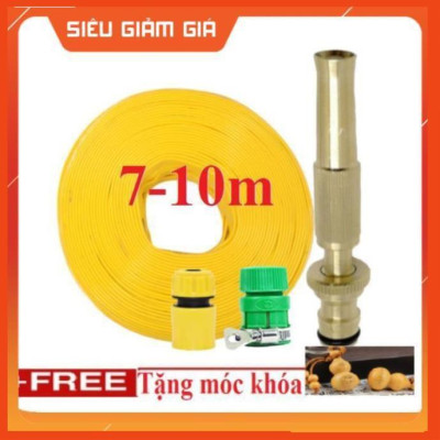 Bộ dây vòi xịt nước rửa xe, tưới cây . tăng áp 3 lần, loại 7m, 10m 206587 cút sập,+ tặng móc khoá
