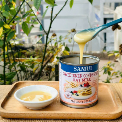 Sữa đặc thuần chay từ Dừa - Yến mạch có đường và không đường hũ 320gr SAMUI Coconut and Oatmeal Condensed Milk
