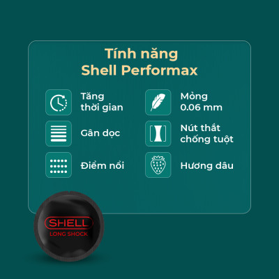 Bao cao su Shell Dino Spino - 1 bao 2 vòng gai, bi nổi lớn + 1 bao Shell Performax (Hộp 2 cái) | SHELL CHÍNH HÃNG