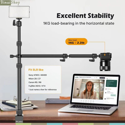 Vijim LS11 / LS02 / LS08 - Chân Đế Kẹp Bàn Kèm Tay Nối Dài Xoay 360 Độ Hỗ Trợ Cho Quay TikTok, Youtube, Review, Làm Đẹp - Hàng chính hãng