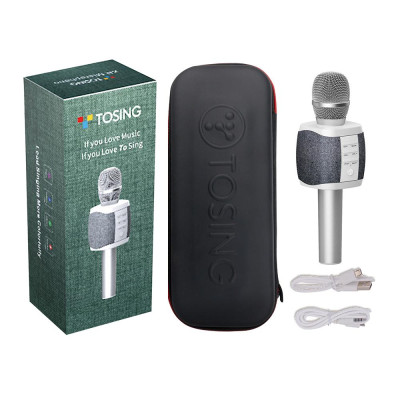 Micrô Karaoke không dây TOSING 027 Loa Bluetooth 2 trong 1 Hát & Ghi âm Cầm tay Đầu máy KTV di động cho - Màu xám