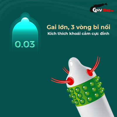 Bao cao su Shell Dino Dora - Hộp 2 cái - 1 bao gai, 3 vòng bi + 1 bao Shell Performax