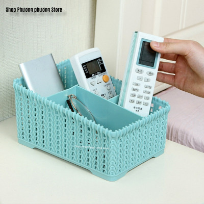 Khay đựng mỹ phẩm nhiều ngăn kiểu dáng mây đan HÀN QUỐC ( Tặng vỉ dán tường ) 