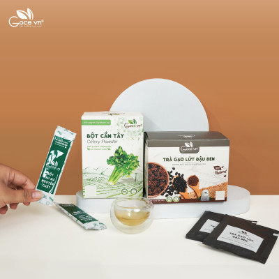 Combo Ổn định huyết áp (1 hộp Bột cần tây 72g, 1 hộp Trà gạo lứt đậu đen túi lọc 140g)