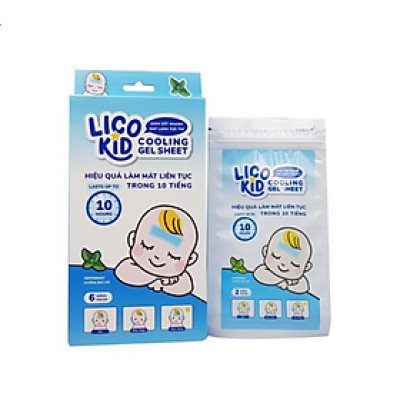 DÁN HẠ SỐT NHANH, GIẢM ĐAU, CHÙM MÁT LẠNH LICO KID BẠC HÀ - Hộp 6 Miếng