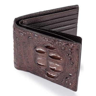 HC2241 - Bóp nam Huy Hoàng da cá sấu nguyên con màu nâu đất