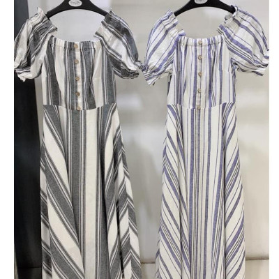 Đầm dáng xòe Emspo trễ vai kẻ sọc thời trang DM4034