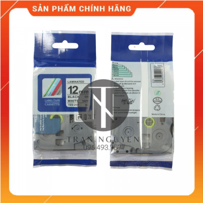 [Combo 3 hộp] Nhãn In đa lớp Tz2-231 - Đen nền trắng 12mm x 8m - Hàng nhập khẩu