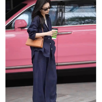 Set bộ sơ mi dài tay kèm quần dài ống rộng thời trang trẻ trung, đa năng, đẹp