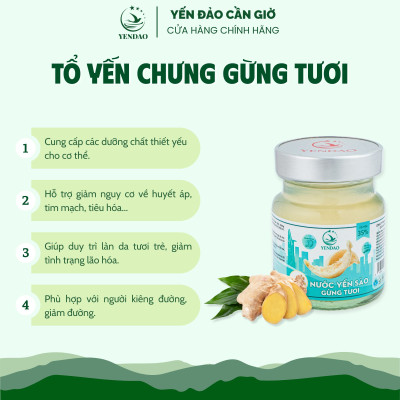 Yến Đảo - Hũ Yến Chưng Gừng Tươi Tổ Yến Xanh Bổ Dưỡng Sức Khỏe, Quà Tặng Cao Cấp 6 Lọ 70ml