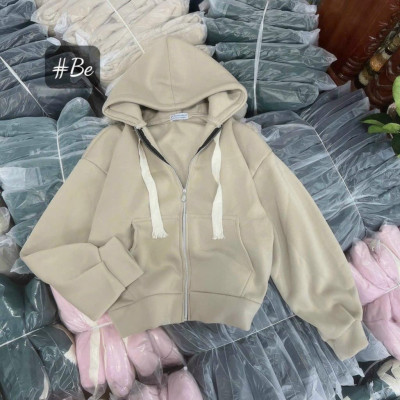 Áo khoác nữ nỉ form dài và fom lửng zip tay bồng vải nỉ ngoại có mũ nón 2 lớp form rộng hàng bao chất siêu hot-A2057