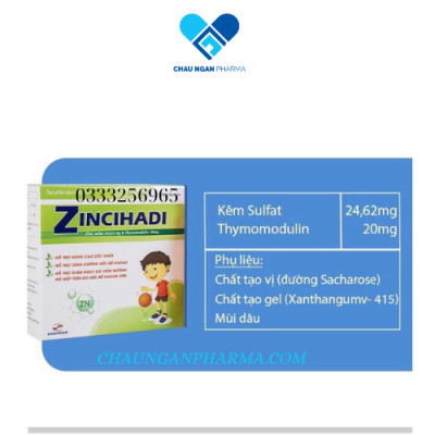 Siro tăng cường sức đề kháng ZINCIHADI Hadiphar Hộp 20 gói