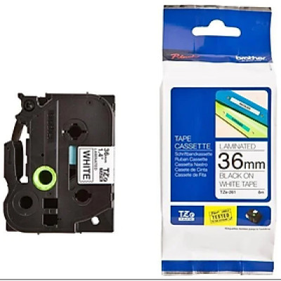 Nhãn in tiêu chuẩn TZe-261, chữ đen nền trắng, 36mm x 8m - Hàng Chính Hãng