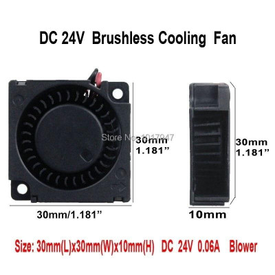 1 Bộ Quạt Thổi Không Chổi Than 3010 Dc 24v 2pin 30mm X 10mm 3cm