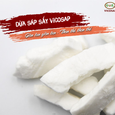 COMBO 3 hộp Dừa sáp sấy giòn cao cấp VICOSAP ít đường đồ ăn vặt healthy đặc sản Trà Vinh