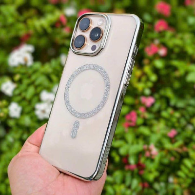 Ốp lưng cho iPhone 16 Pro Max , 16 Pro , 15 Pro Max trong suốt hỗ trợ sạc từ đính đá cực sang siêu mỏng nhẹ hiệu Bling Bling Memumi - hàng chính hãng