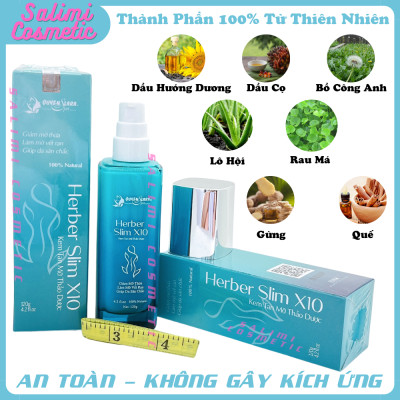 Kem Tan Mỡ Thảo Dược HERBER SLIM X10 120g, Hỗ Trợ Giảm Mỡ, Làm Mờ Vết Rạn, Làm Săn Chắc Da Vùng Bụng, Đùi, Bắp Tay, Bắp Chân, Cằm