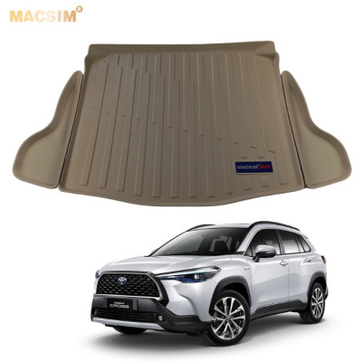 Thảm lót cốp xe ô tô Toyota Cross nhãn hiệu Macsim chất liệu TPV cao cấp màu be