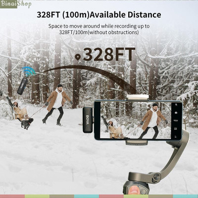 Boya BY-WM3T-U2 / BY-WM3T-D2 - Micro Cài Áo Không Dây 2.4GHz Cho Điện Thoại IOS, Android , Sử Dụng 10 Giờ , Phạm Vi Thu 100m - Hàng chính hãng