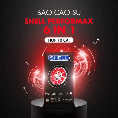 Bao cao su Shell Performax 6 in 1 kéo dài thời gian - Hộp 10 cái | SHELL CHÍNH HÃNG