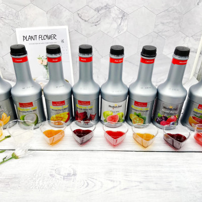 Mứt trái cây pha chế Madam Sun vị Dưa Lưới (Cantaloupe Puree Mix) chai 1L - Hàng nhập khẩu Malaysia