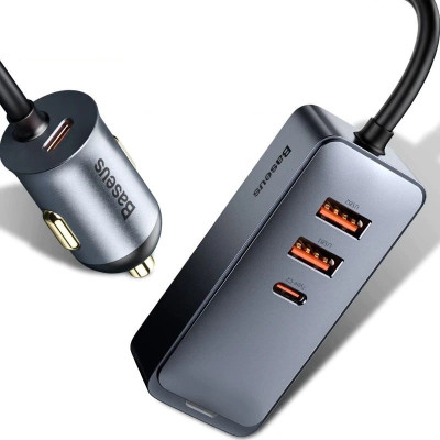 Tẩu sạc Baseus Share Together Extention Car Charger 120W nhanh mở rộng 4 Port- Hàng chính hãng