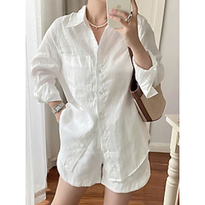 Set bộ sang chảnh áo sơ mi va quần short xẻ tôn dáng, tôn da màu trắng, new style hottrend 2025