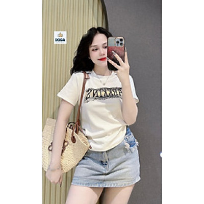 áo thun nữ BORIP from vừa vặn tay ngắn cổ tròn 5 màu DOGA trẻ trung chất liệu borip cotton không xù lông M160