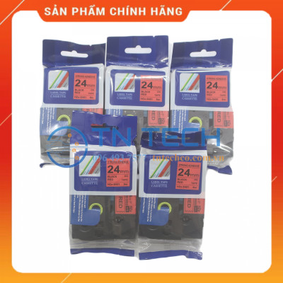 Nhãn In HZE-S451 - Đen nền đỏ 24mm x 8m - Dùng cho máy in BROTHER - AIMO - PUTY [Hàng nhập khẩu]