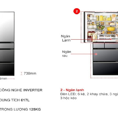 Tủ lạnh Hitachi Inverter 617 lít R-HW620RV XK - HÀNG CHÍNH HÃNG - CHỈ GIAO HCM