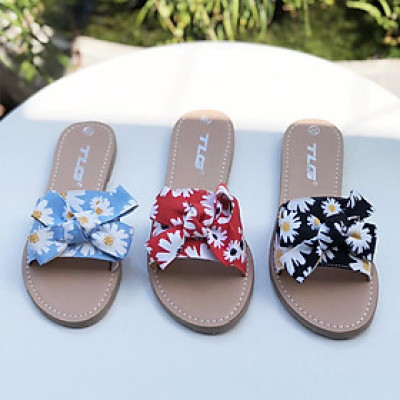 Dép nữ bảng ngang nơ hoa cúc siêu dễ thương 21448