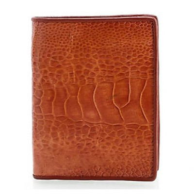 HP2423 - Bóp nam Huy Hoàng da đà điểu da trơn kiểu đứng màu vàng bò